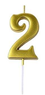 Fødselsdagslys nummer "2" Guld
