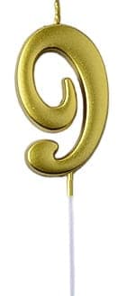 Fødselsdagslys nummer "9" Guld