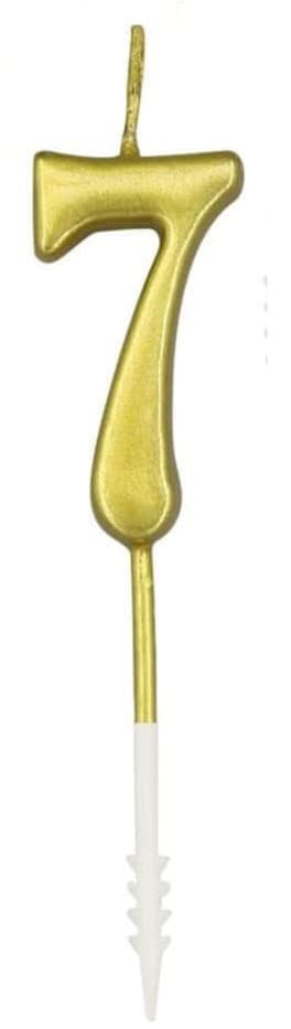 Fødselsdagslys nummer "7" Guld 4,5 cm