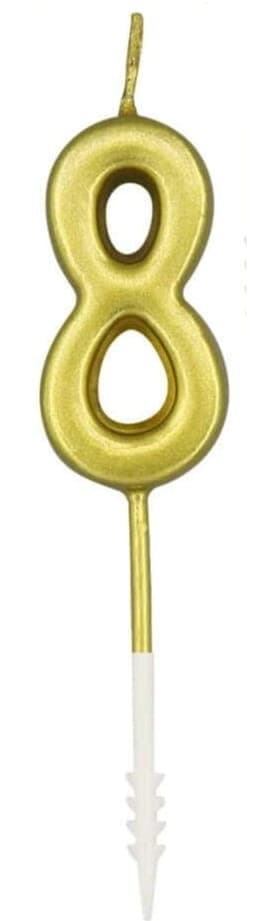 Födelsedagsljus nummer "8" Guld 4,5 cm