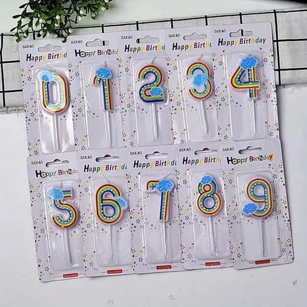 Födelsedagsljus nummer "3" regnbåge