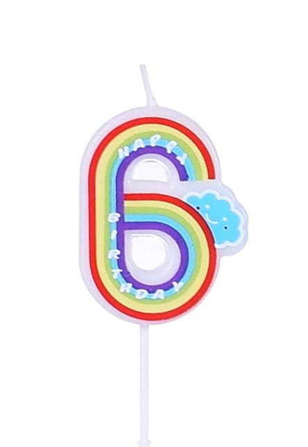 Fødselsdagslys nummer "6" Regnbue