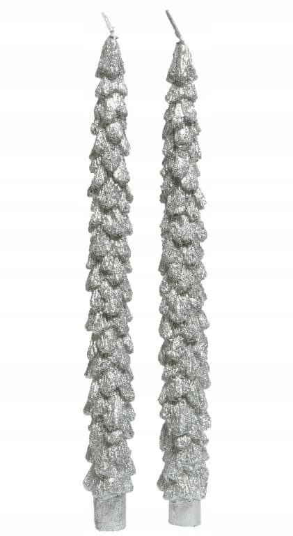 Set med 2 vaxljus 26,4 cm silverfärgade träd