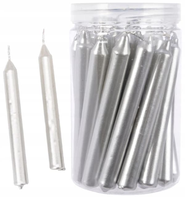 Set med 22 silvervaxljus 10,5 cm