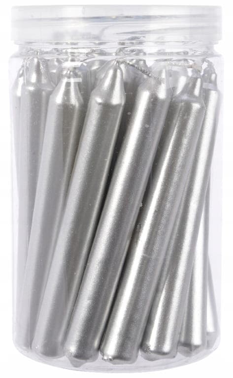Set med 22 silvervaxljus 10,5 cm