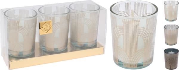 Sæt med 3 dekorative duftlys i glas