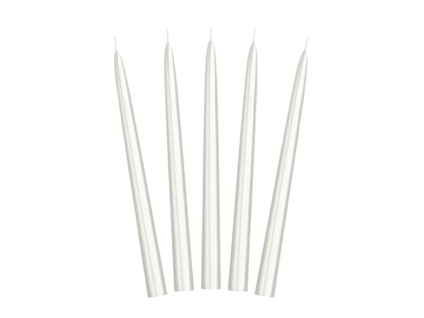Metalliskt koniskt ljus, pärla, 24 cm (1 förpackning / 10 st.)