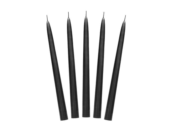 Matt, avsmalnande ljus, svart, 24 cm (1 förpackning / 10 st.)