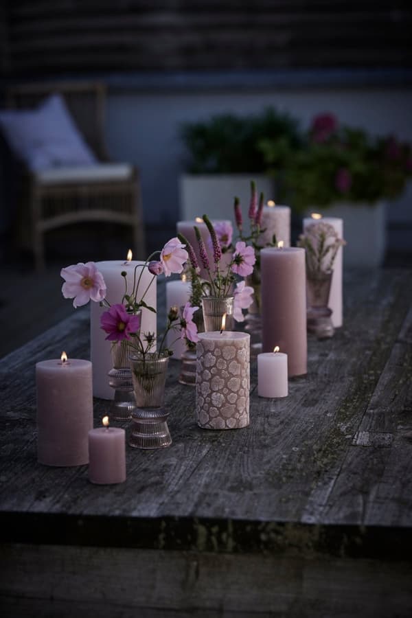 FURNLUX STEARINLYS RUSTIK PINK 8CM