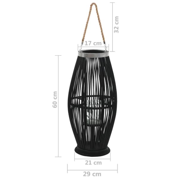 vidaXL Hengelanterne for stearinlys bambus svart 60 cm
