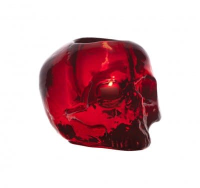 KOSTA BODA - STILL LIFE SKULL RED VOTIVE D 115MM