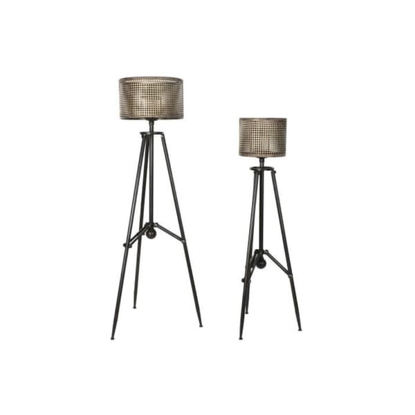 Lysholder DKD Home Decor Svart Metall Stående (2 pcs)