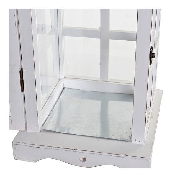 Lanterna DKD Home Decor Hvid Krystal Fyrretræ (21 x 21 x 51 cm)