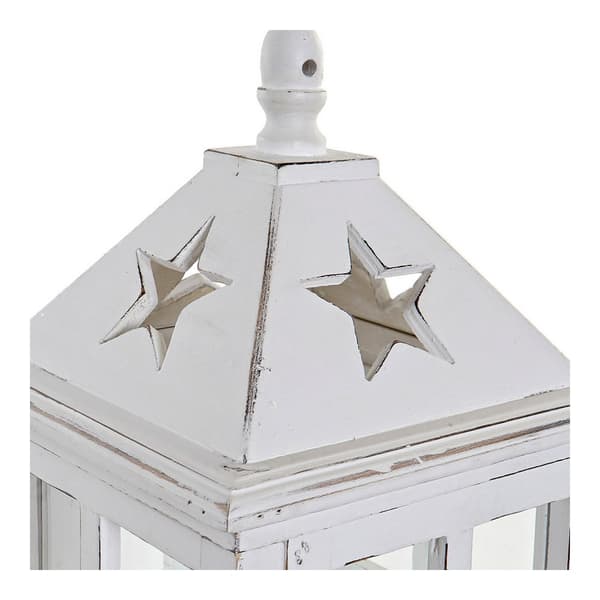 Lanterna DKD Home Decor Hvid Krystal Fyrretræ (21 x 21 x 51 cm)