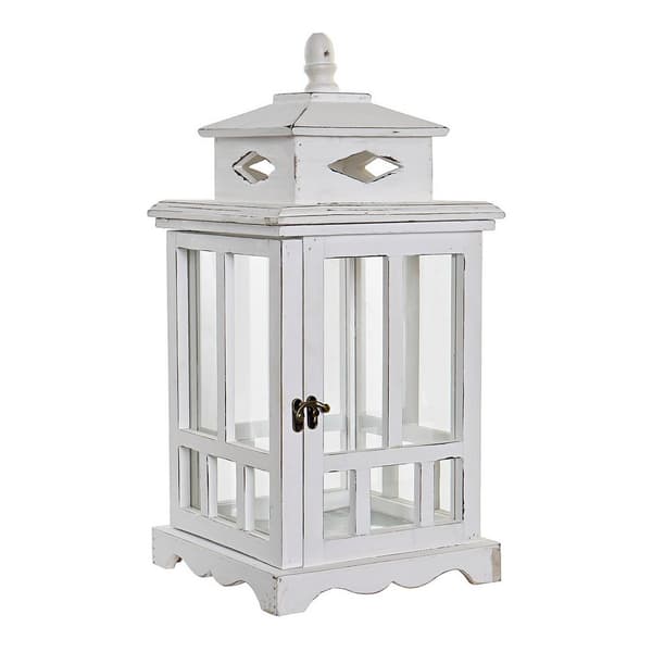 Lyhty DKD Home Decor Hvit Krystall Furutre (22.5 x 22.5 x 47 cm)