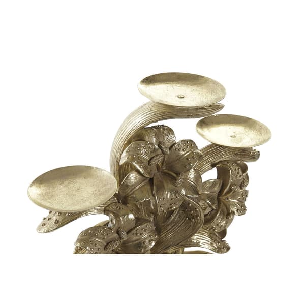 Kandelabre DKD Home Decor 26 x 12 x 23 cm Blomster Gyllen Harpiks