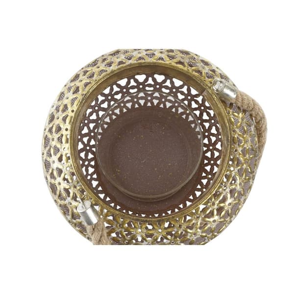 Laantarn DKD Home Decor 26,5 x 26,5 x 22 cm Ældet overflade Krystal Gylden Metal Araber