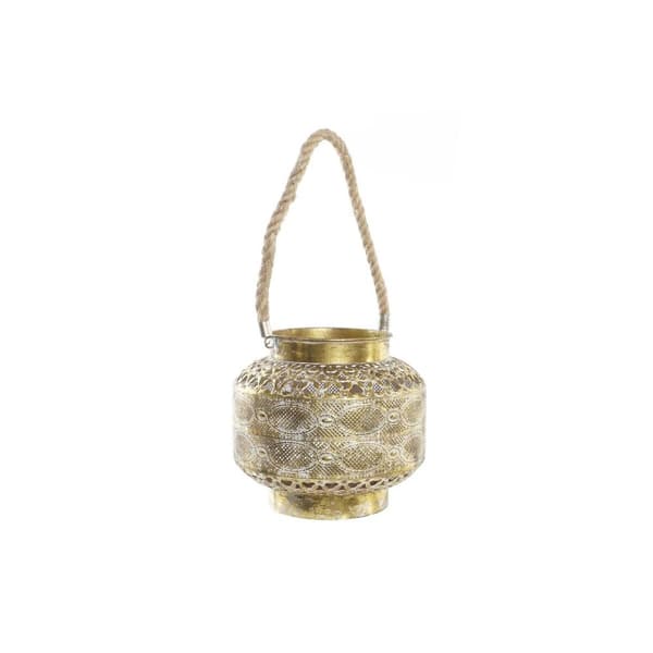 Laantarn DKD Home Decor 26,5 x 26,5 x 22 cm Ældet overflade Krystal Gylden Metal Araber