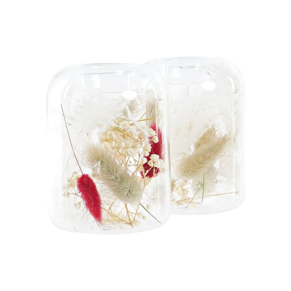 Lysholder DKD Home Decor Tørket blomst 8 x 8 x 11 cm Krystall Beige Rødbrun (2 enheter)