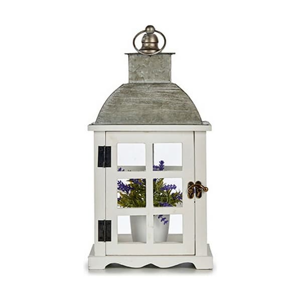 Laantarn Sølvfarvet Metal Træ Hvid (14 x 39,3 x 20 cm) (6 enheder)