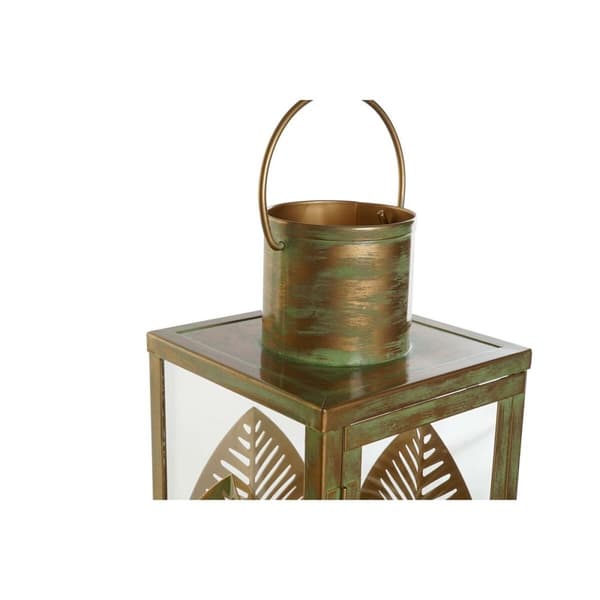 Lyhty DKD Home Decor Gyllen Metall 16,5 x 16,5 x 50 cm Blad av plante