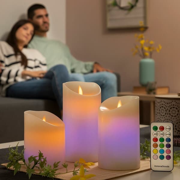 Flerfarget Flamme-Effekt LED-Lys Med Fjernkontroll Lendles InnovaGoods 3 enheter