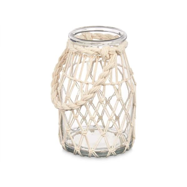 Lysholder Boks Hvit Gjennomsiktig Glass Tau 14 x 21 cm (6 enheter)