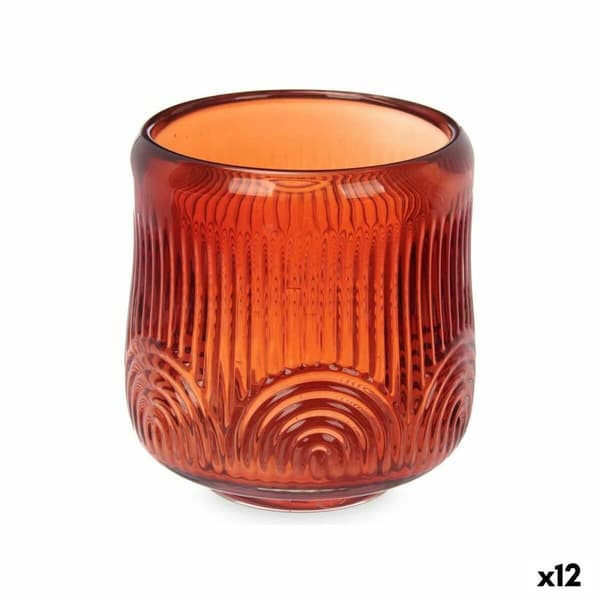 Lysholder Striper Oransje Krystall 9 x 9,5 x 9 cm (12 enheter)