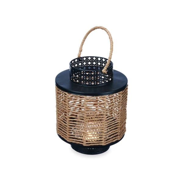 Lykta Svart Metall 17 x 23 x 17 cm (4 antal) Rattan