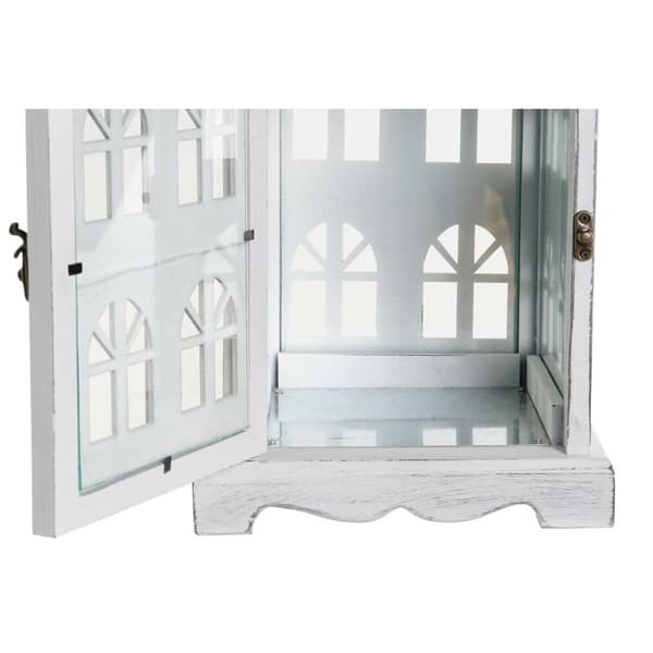 Lyhty DKD Home Decor Aldret overflate Hvit Grå Tre Krystall 19 x 19 x 42 cm
