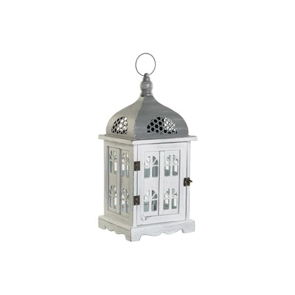 Lyhty DKD Home Decor Aldret overflate Hvit Grå Tre Krystall 19 x 19 x 42 cm
