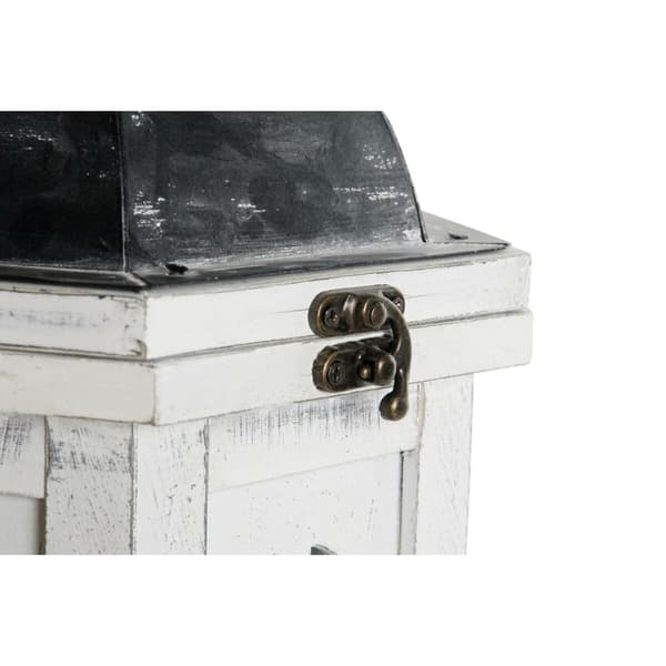 Lyhty DKD Home Decor Aldret overflate Hvit Mørke Grå Tre Krystall 19 x 17 x 39 cm