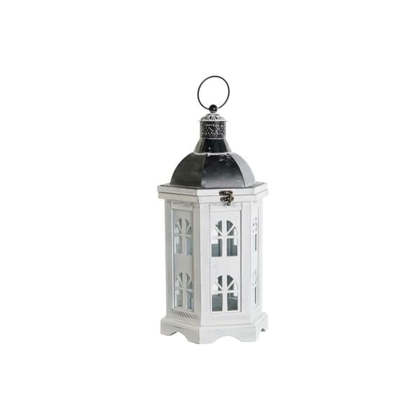Lyhty DKD Home Decor Aldret overflate Hvit Mørke Grå Tre Krystall 19 x 17 x 39 cm