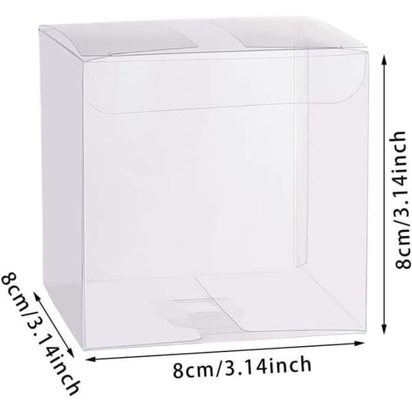 60 st 6x6x6cm Transparent Cube Transparent bröllopspresentförpackning för godischoklad, bröllop