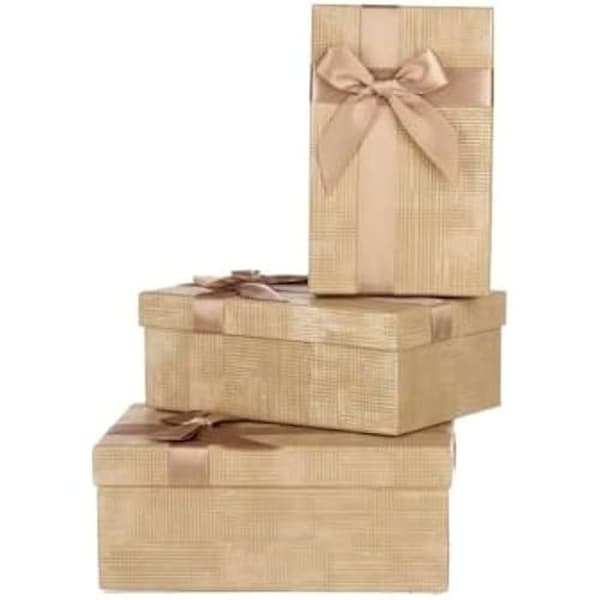 Dekorativa lådor - PINCELLO - Set om 3 - Beige - Kartong - Mått 33x48x30 cm