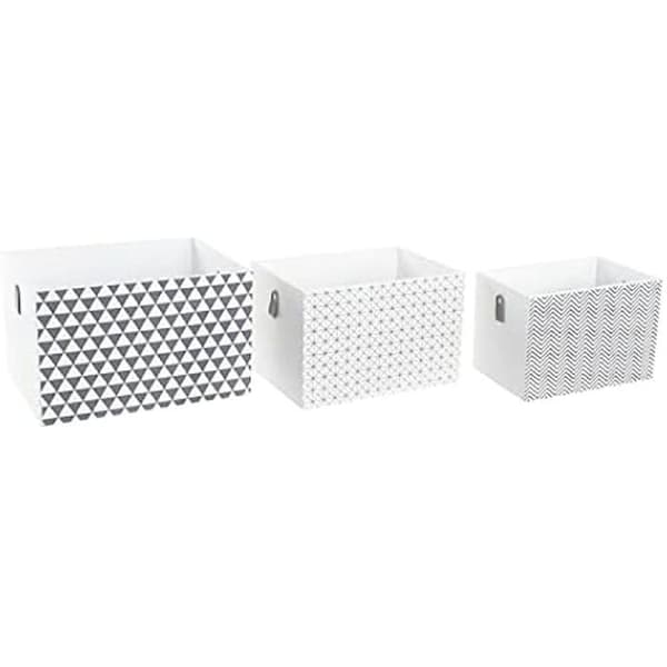 Dekorativa lådor - DKD HOME DECOR - Standard - Vit och grå - 37 x 28 x 23 cm - Samtida