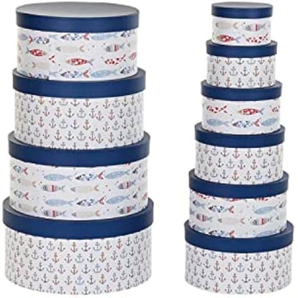 Box set - DKD Home Decor - Standard - Vit och blå - Kartong - 38 x 39 x 39 cm