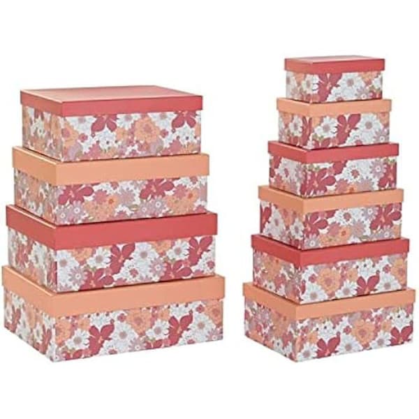 Set med lådor - DKD Home Decor - Orange - Kartong - Mått 33x44x35 cm - Barnförvaring