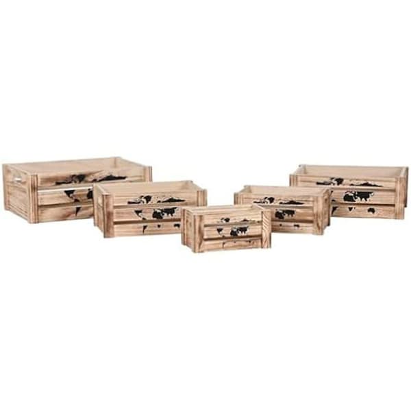 Dekorativa lådor - HOME ESPRIT - Set om 5 - Paulownia trä - Flerfärgad - 39 x 28 x 14,5 cm