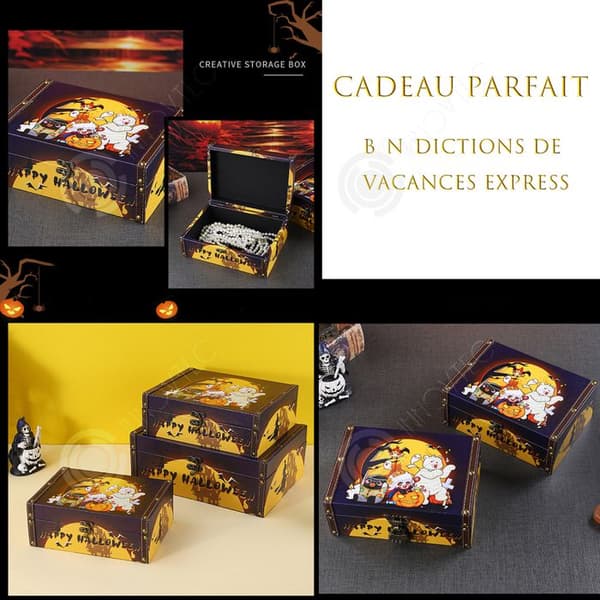 INN Godislåda 27x2x9cm Halloween prickiga får trä- och läderförvaringslåda tårtakartonger godischoklad coti-ask