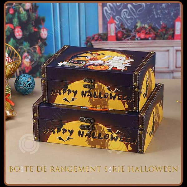 INN Godislåda 27x2x9cm Halloween prickiga får trä- och läderförvaringslåda tårtakartonger godischoklad coti-ask