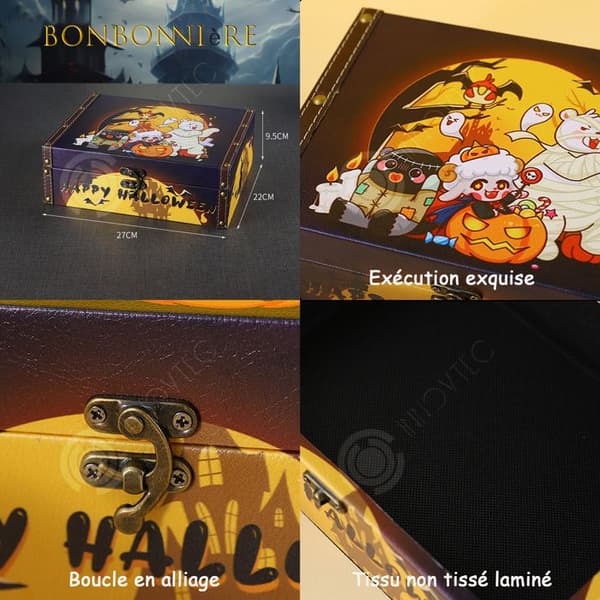 INN Godislåda 27x2x9cm Halloween prickiga får trä- och läderförvaringslåda tårtakartonger godischoklad coti-ask