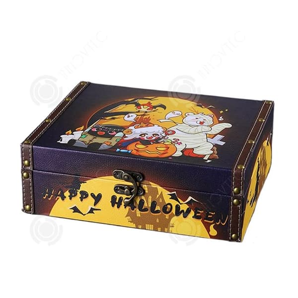 INN Godislåda 27x2x9cm Halloween prickiga får trä- och läderförvaringslåda tårtakartonger godischoklad coti-ask