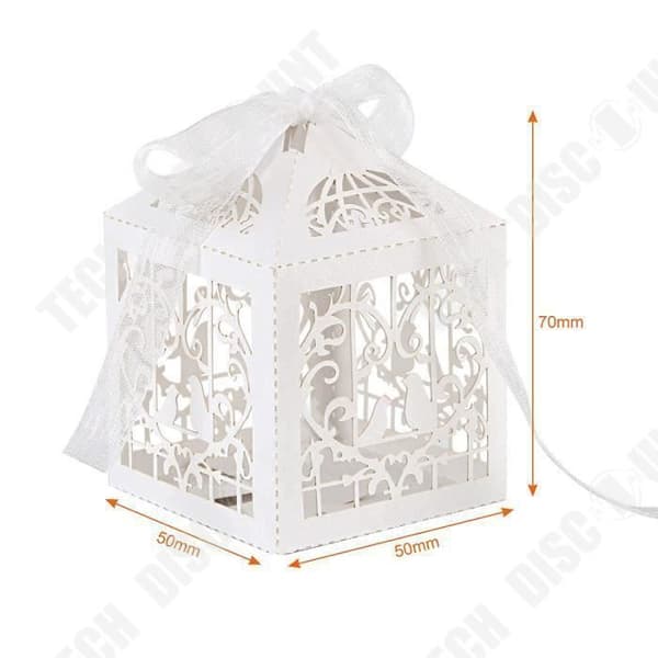 TD® Favor Boxes 50 stycken - Favor Boxes med Brudband - Vit