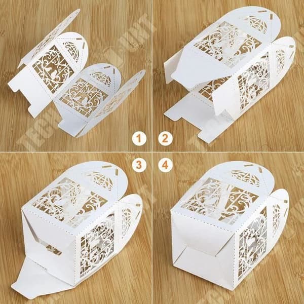 TD® Favor Boxes 50 stycken - Favor Boxes med Brudband - Vit