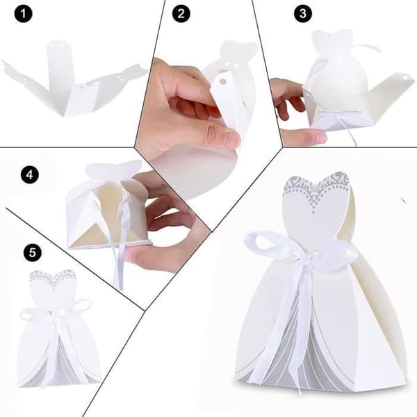 TD® Set med 100 st Bröllopsfavoritboxar för gäster - 50 st Black Groom + 50 st White Bride, Chokladgodis