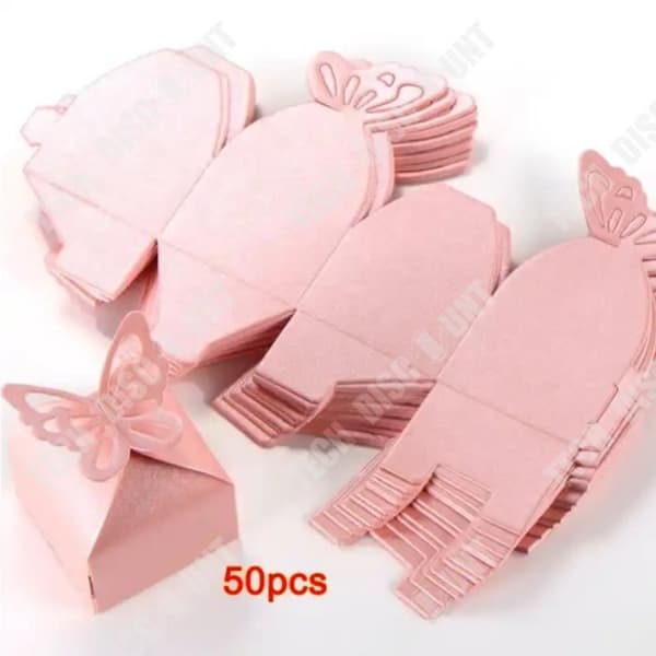TD® 50 stycken godisask presentförpackning Rose Butterfly Bröllopspresentbox Frostad textur Bröllopsfavorit för bröllop