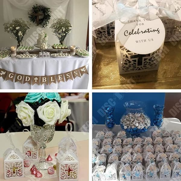 TD® 50 stycken White Favor Box Kronmönster Jul Bröllopspresent Präglat Mönster Bröllop Favor Box