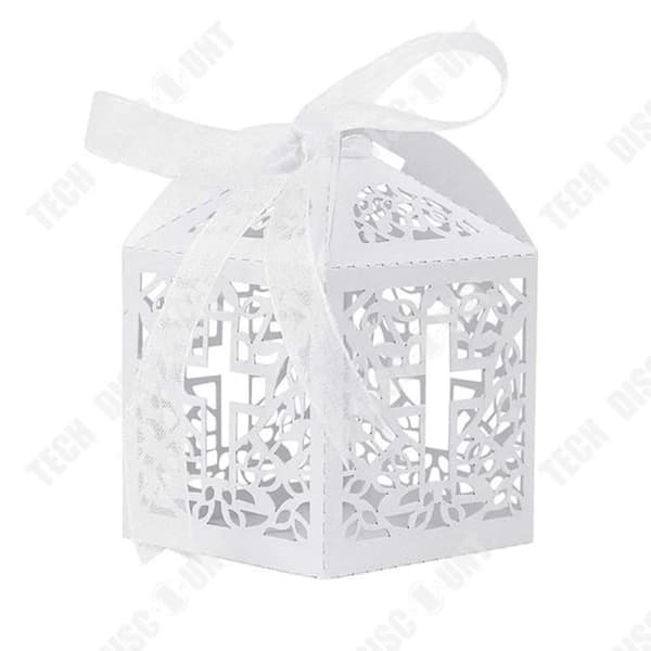 TD® 50 stycken White Favor Box Kronmönster Jul Bröllopspresent Präglat Mönster Bröllop Favor Box