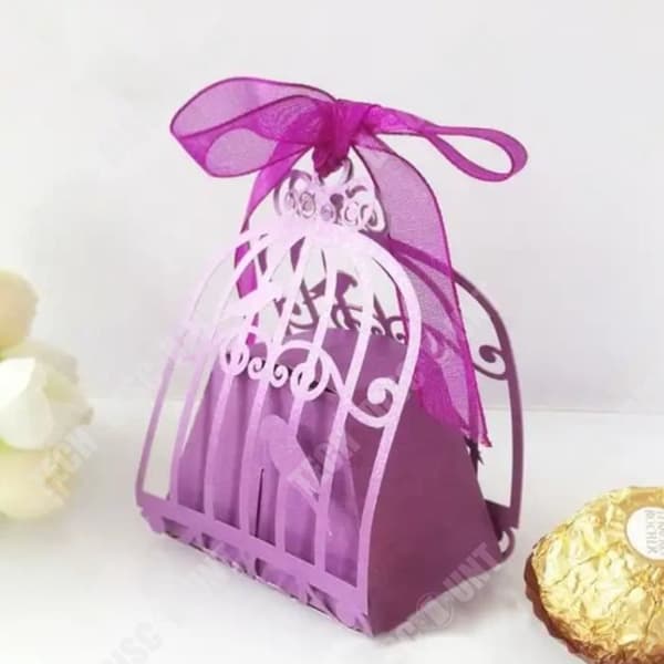 TD® 100 bitar Lila godisask jul Alla hjärtans dag Bröllopspresent präglad design Bröllopsfavoritbox